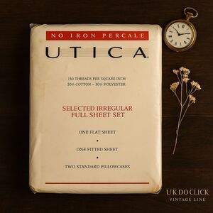 UTICA Vintage 1980s No Iron Percale Full Sheet Set – Floral Cream Elegance – New